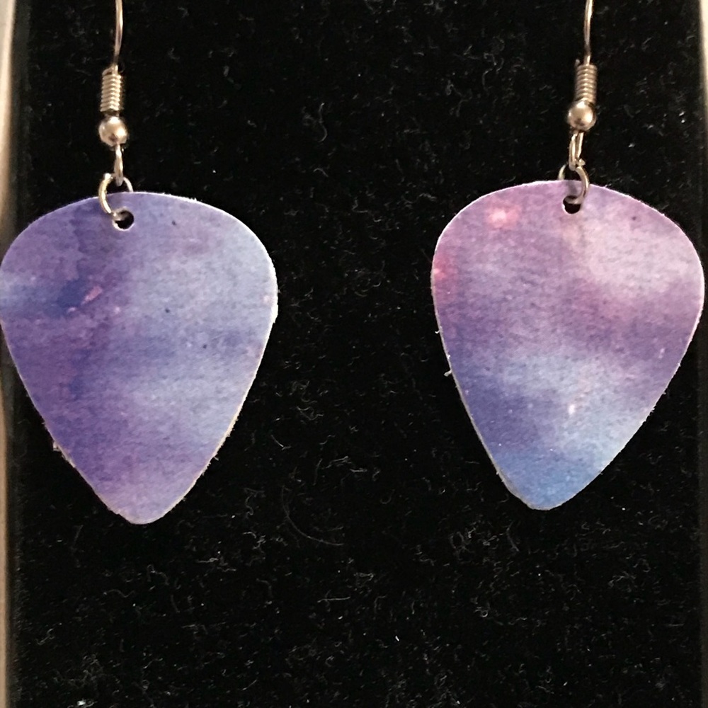 💜Handmade Guitar Pick Earrings Purples B3G1!